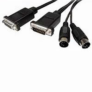 Cable, MIDI, 6', DB15 M/F to (2) Din5 M