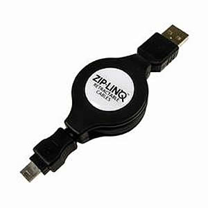 GS-0187 Cable, Retractable, USB 2.0 Compatible, A - Mini5, M-M, 48"