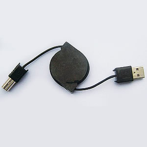 USB 2.0 round retractable USB “A” Male to “B” Male